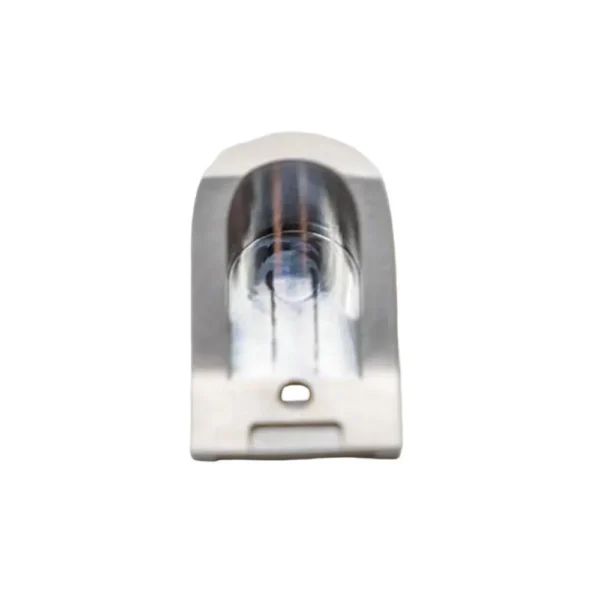 Seecamp .32 Magazine Extension, polished aluminum front view with recessed center