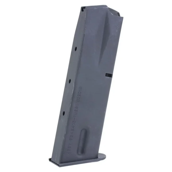 Check-Mate USGI M9 / 92FS Compatible Handgun Magazine, gray angled view with witness holes