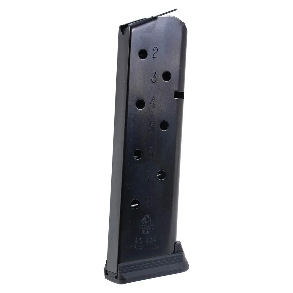 primary-44696 Check-Mate Full Size 1911 Handgun Magazine Black, angled side view with witness holes