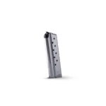 Check-Mate Full Size 1911 Handgun Magazine, angled view of stainless body with witness holes