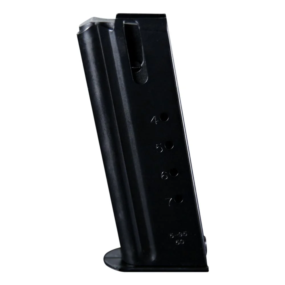 primary-44704 Check-Mate Magnum Research Desert Eagle Handgun Magazine, angled black body with witness holes