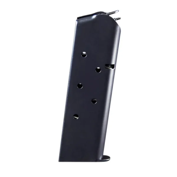 Check-Mate Full Size 1911 Handgun Magazine, black side view with witness holes