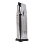 Check-Mate Staccato 2011/Kimber 2K11 stainless steel magazine, angled side view with black base
