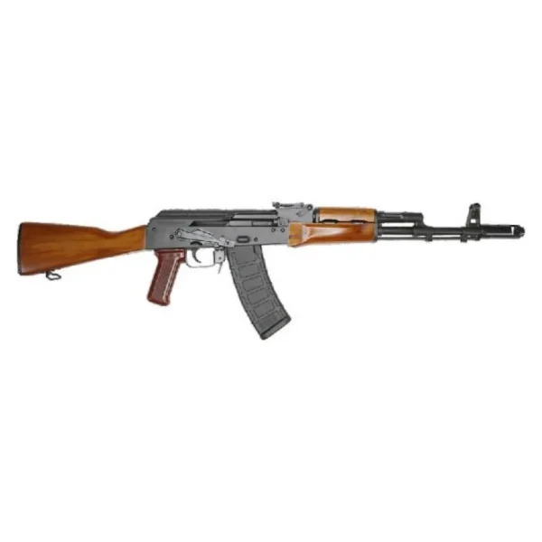 Riley Defense RAK74-C, left-side view with teak furniture, black magazine and grey receiver