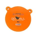 Do All Outdoors AR500 Steel Target, orange round gong with two mounting holes, front view