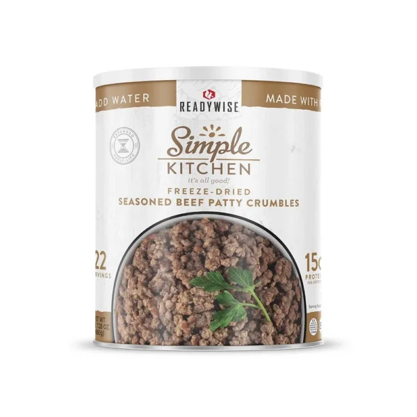 ReadyWise Company Readywise Simple Kitchen Freeze-Dried Seasoned Beef Patty Crumbles 22 Serving