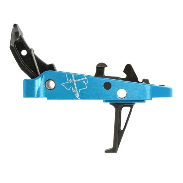 CMC Triggers AK-47 Single Stage Trigger Group 2.0 side view with blue housing and flat trigger