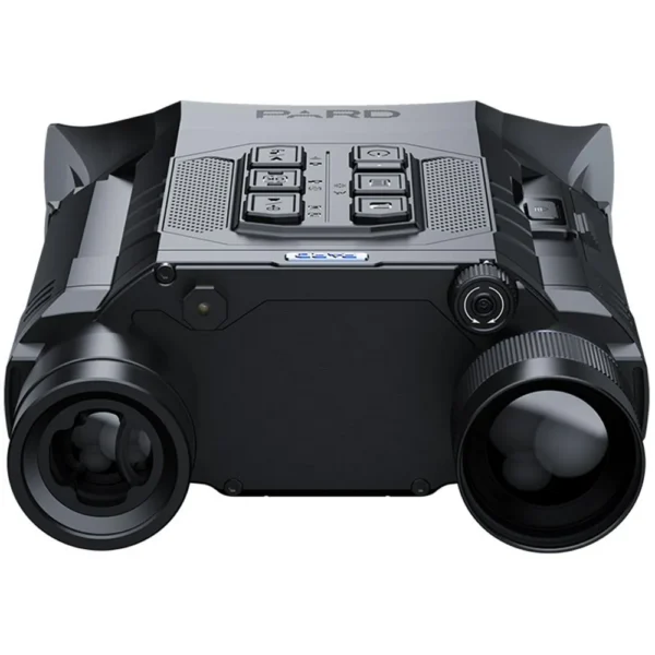 Pard Harrier Thermal Binocular 640-35 w/LRF, black and gray front view with dual lenses and buttons