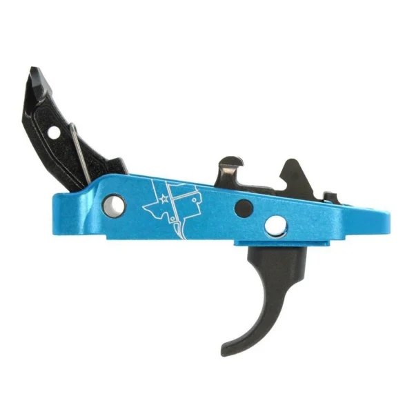 CMC Triggers AK-47 Single Stage Trigger Group 2.0, blue and black trigger assembly, side view