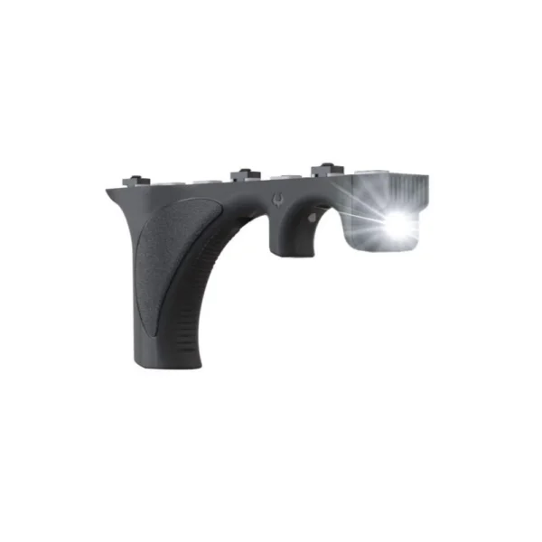 Viridian 4LUX Close Quarters Grip, black angled grip with illuminated weapon light