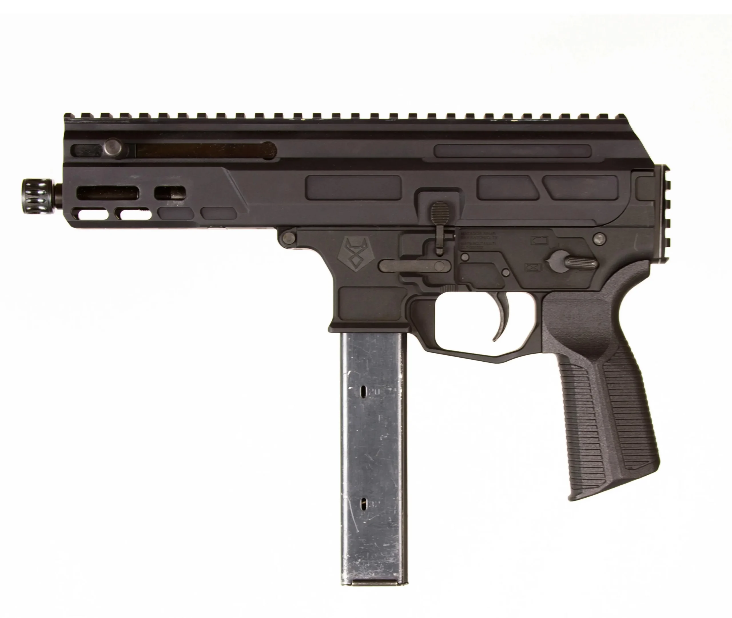 primary-44823 10 Ring Matador Arms MAT9-K Roller Pistol 9mm Luger 32rd Magazine 5.5 Barrel Colt Magazine Compatible Black