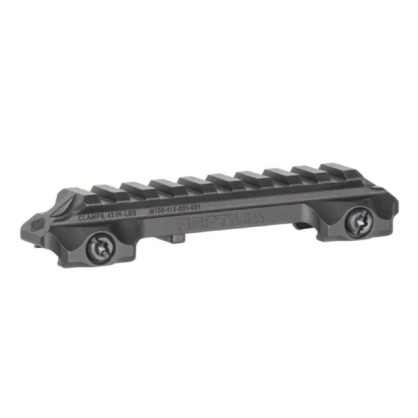 Reptilia RMU Mount, black angled side view with nine-slot top rail and four screws