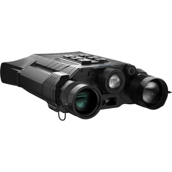 Pard Osprey Dual Spectral Binoculars with LRF black angled front view with dual lenses and controls