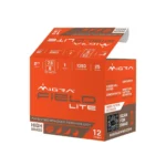 Migra Field Lite Stacked Shotshells, orange and white ammunition box, angled front view