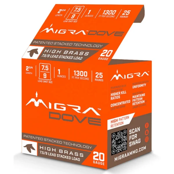 Migra Ammunitions LLC Migra Field Lite Stacked Shotshells 20ga 2-3/4" 1oz 1350 fps #7.5 & #9 25/ct