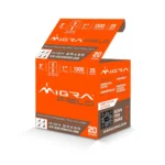 Migra Ultimate Field Hi-Brass Lead Stacked Shotshells, two orange ammunition boxes