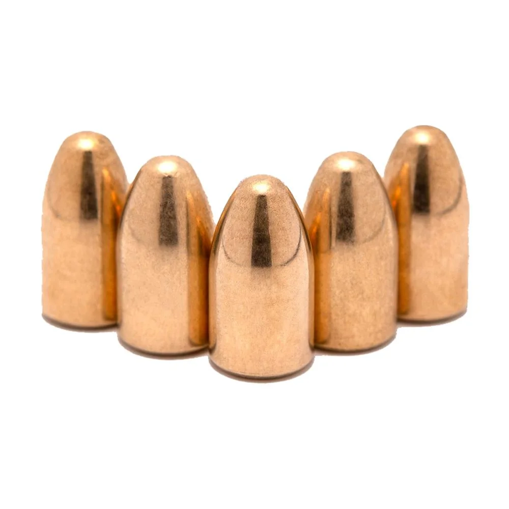 primary-44872 Specialty Cartridge FMJ Bullets, six copper-coloured projectiles standing upright