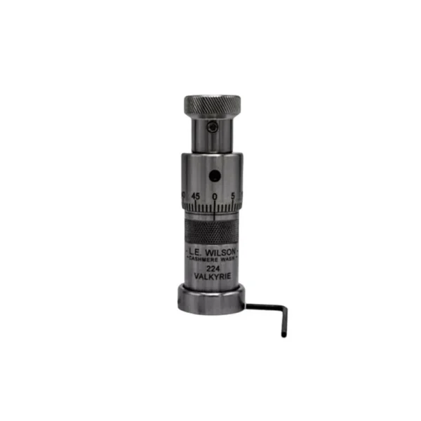 L.E. Wilson Stainless Steel VLD Bullet Seater, upright silver die with micrometer and hex key