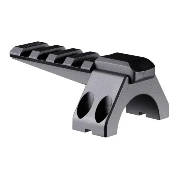 RPM 34mm Low Rail Cap Diving Board, black angled view with rail slots and ring base