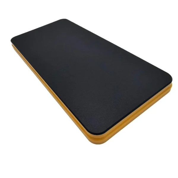 L.E. Wilson Reloading Tray, angled view of black top and yellow base