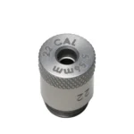 RCBS Matchmaster Powder Funnel Adapter, angled view of silver knurled cylindrical adapter