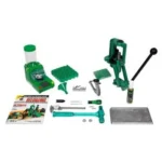 RCBS Rock Chucker Supreme Elite Reloading Kit with green press, tools, tray and accessories