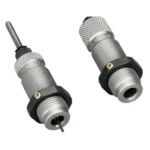 RCBS Full Length Rifle Die Set .22 GT, two silver threaded dies with black locking rings