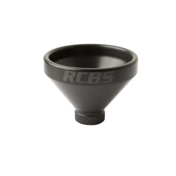 RCBS Matchmaster Powder Funnel black funnel with threaded base, front view