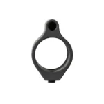 One Horse Low Profile Steel Gas Block, black front view with circular bore and upper port