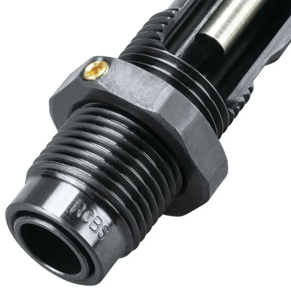 RCBS Matchmaster Competition Seat Die 25 Creedmoor, angled close-up of black threaded die