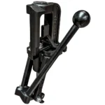 RCBS Rock Chucker Supreme Press, matte black upright view with frame and ball-handled lever