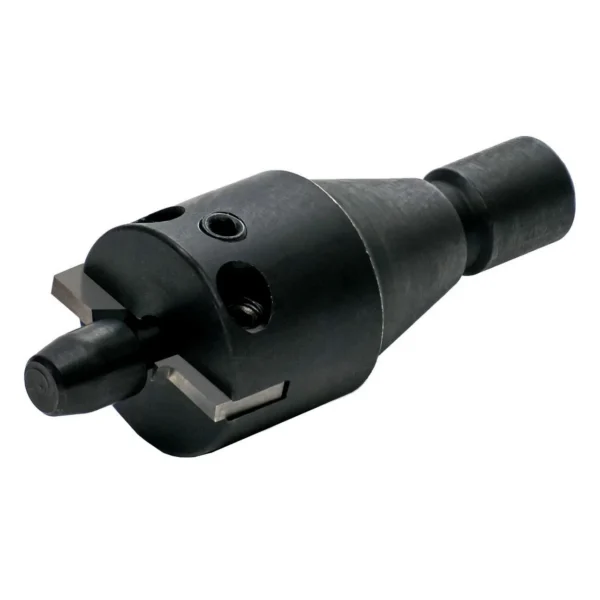 RCBS Matchmaster Trimmer 3-way Cutter Head .28, black angled view with three cutting edges