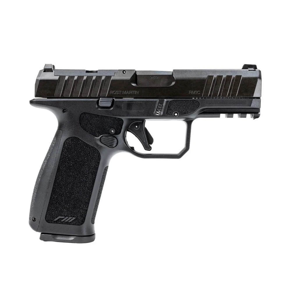 primary-45149 Rost Martin RM1CX Full Size OR, black right-side view with slide serrations and textured grip