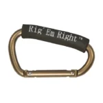 Rig'Em Right Jumbo Carabiner, front view with bronze frame, silver gate and black padded grip