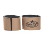 Rig'Em Right Ankle Gators pair in tan with black lining, one showing the logo