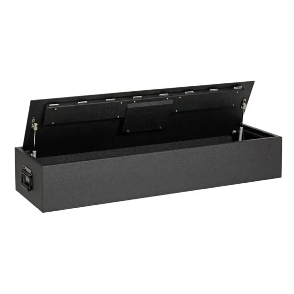 SnapSafe Trunk Safe II, black rectangular safe with hinged lid open