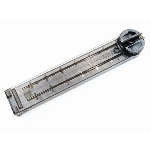 KCI FN PS90/P90 Rifle Magazine, translucent magazine in angled top view with black end cap