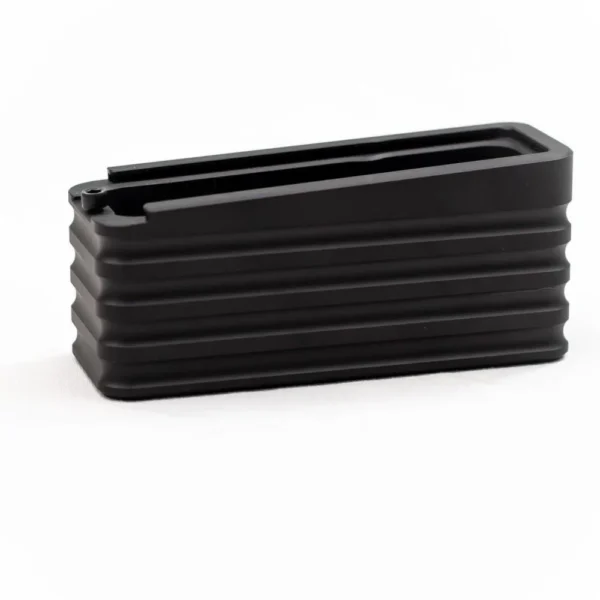 Area419 Universal SA Magazine Extension black, angled top view with ribbed sides