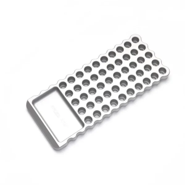 Area419 Area 419 Billet Loading Block, clear anodized angled view with rows of circular openings