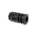 Angstadt Arms Flash Hider, black front three-quarter view with side ports and threaded base