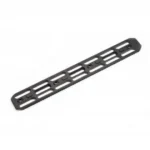 Area419 Area 419 ARCALOCK black dovetail rail, angled top view with elongated M-LOK slots