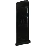 Elite Tactical Systems Glock Handgun Magazine, black, upright front view with extended baseplate