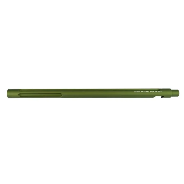 Tactical Solutions X-Ring Barrel for 10/22 Rifles, matte OD green side view with fluting
