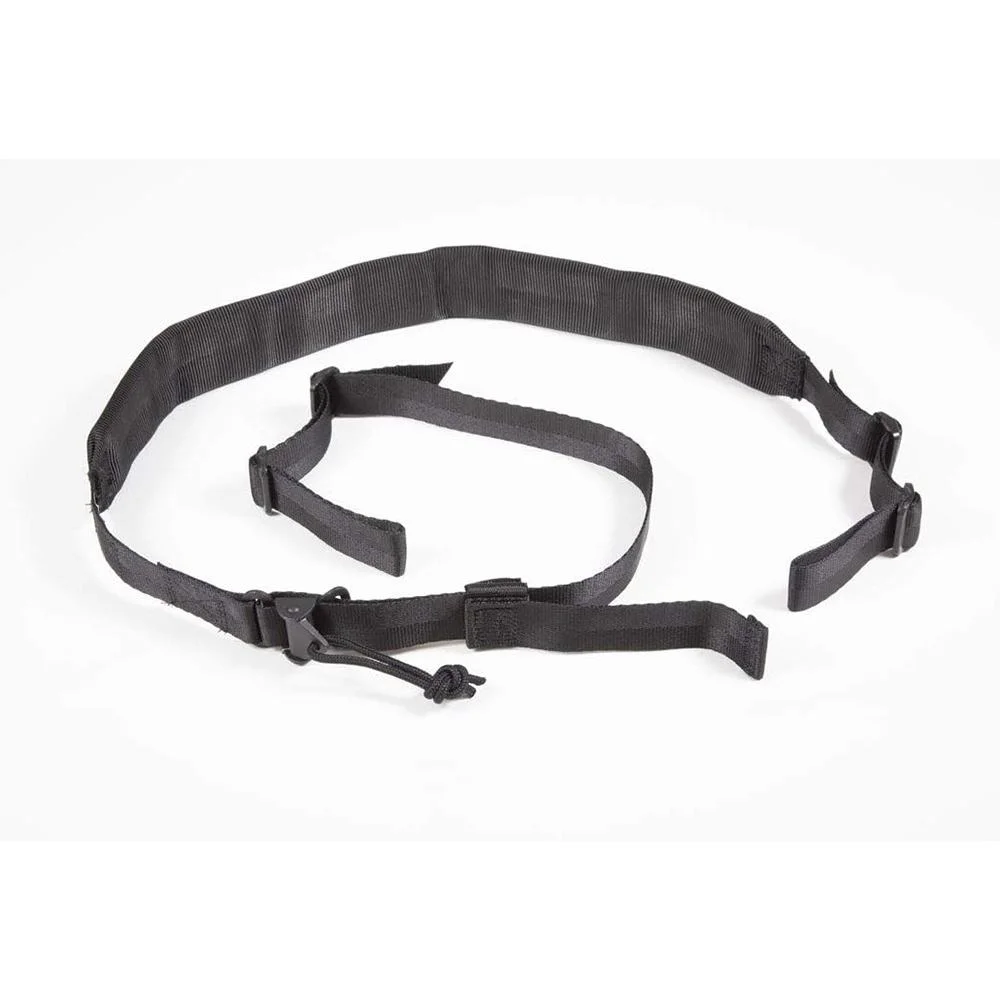 primary-45330 Viking Tactics VTAC Wide Padded Sling Black laid out with buckles and adjustment straps