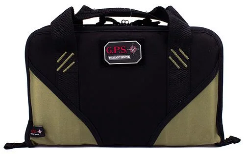 G-Outdoors Large Memory Foam Case, front view in green and black with carry handles