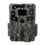 Browning Strike Force Pro X Trail Camera, front view in tree-bark camo with lens and sensor array