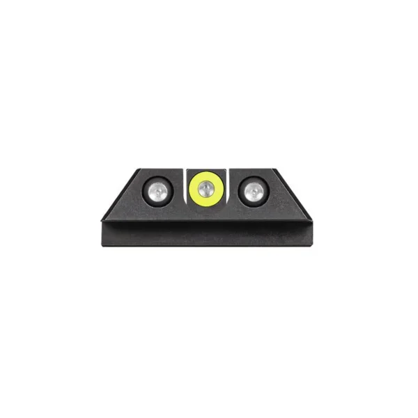 Night Fision Tritium Night Sight Set, rear view with yellow center ring and two white dots