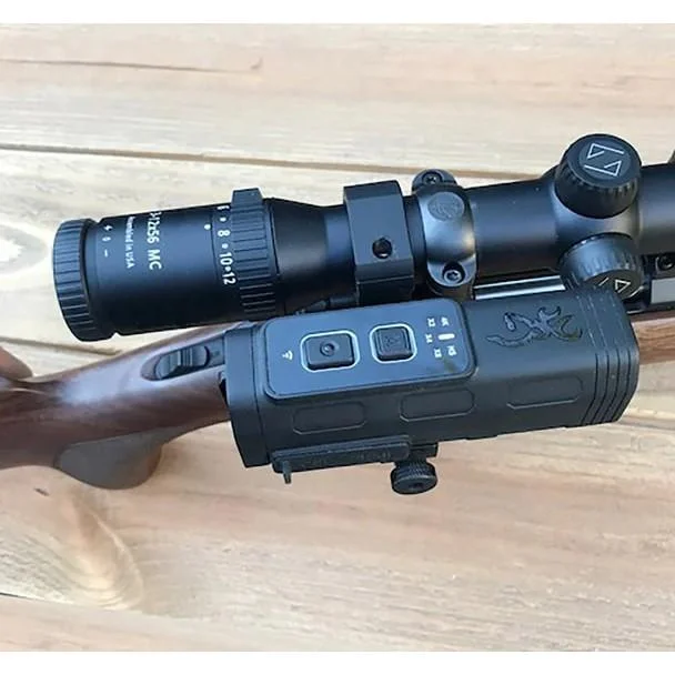 primary-45398 Browning Aspect Cam Scope Mount, right-side view fitted beneath a black rifle scope