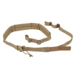 Viking Tactics Hydura Rifle Sling Wide Padded Coyote laid out with shoulder pad and adjustment tabs
