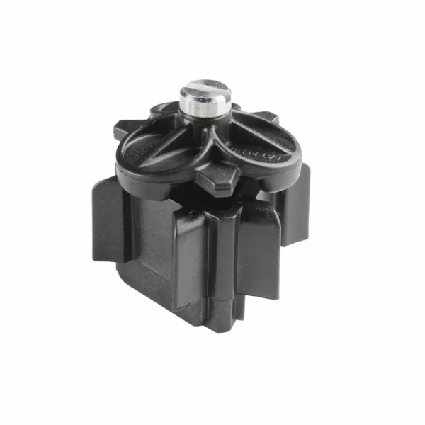 Tactical Solutions Trimag X-ring, black connector in top angled view with three circular sections